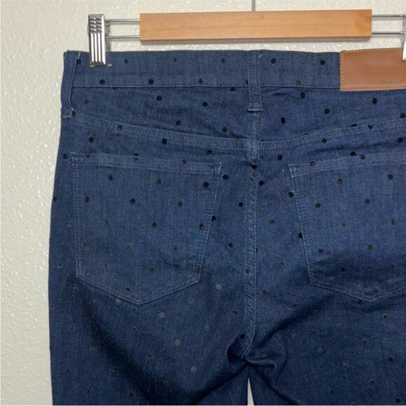 MADEWELL 9" High-Rise Skinny Jeans Flocked Dots Edition Women's 28 dark indigo - Picture 9 of 15